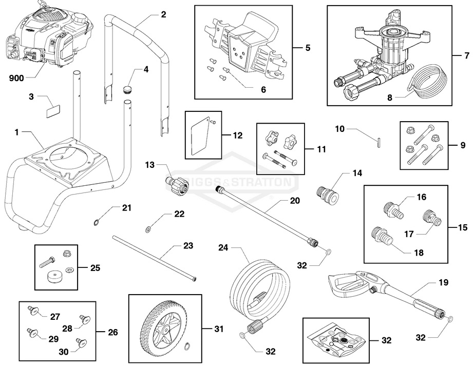 Briggs & Stratton pressure washer model 020738 replacement parts, pump breakdown, repair kits, owners manual and upgrade pump.